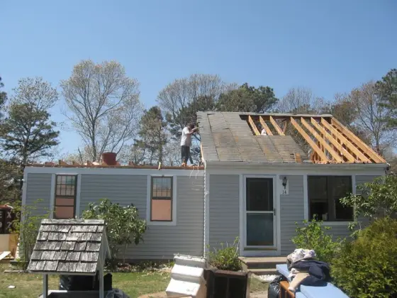 Home renovation with the roof opened up