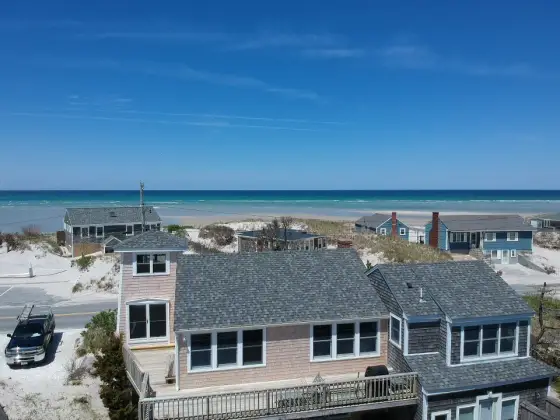 Beach house with a new roof from above